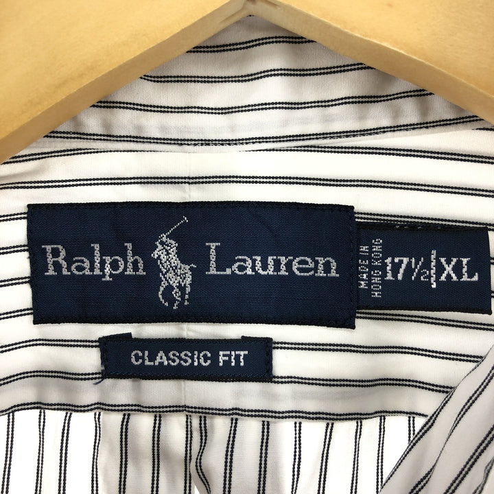 Ralph Lauren Classic Fit Long Sleeve Button Down Striped Shirt, Men's Size L cotton gray type Vintage Second Hand