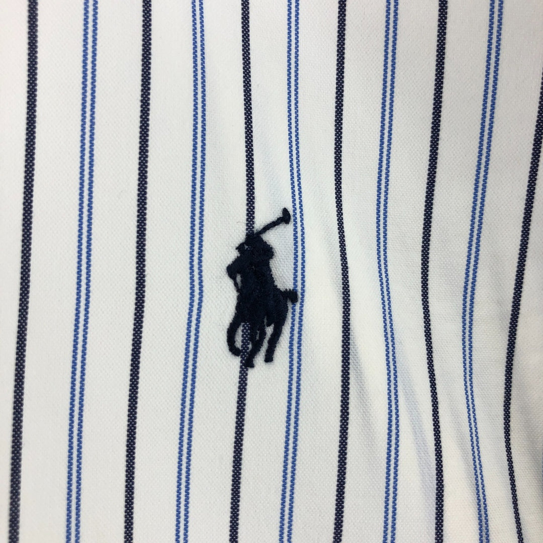 Ralph Lauren CUSTOM FIT long sleeve button down striped shirt men's size L cotton blue type Vintage Second Hand