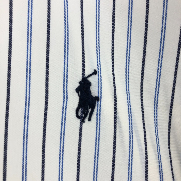 Ralph Lauren CUSTOM FIT long sleeve button down striped shirt men's size L cotton blue type Vintage Second Hand