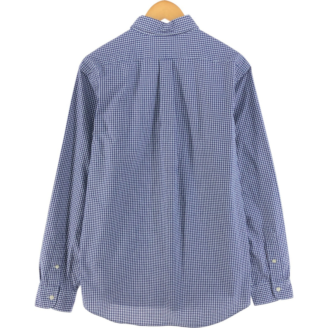 Ralph Lauren Gingham Check Long Sleeve Button-Down Check Shirt, Men's Size L cotton navy blue type Vintage Second Hand