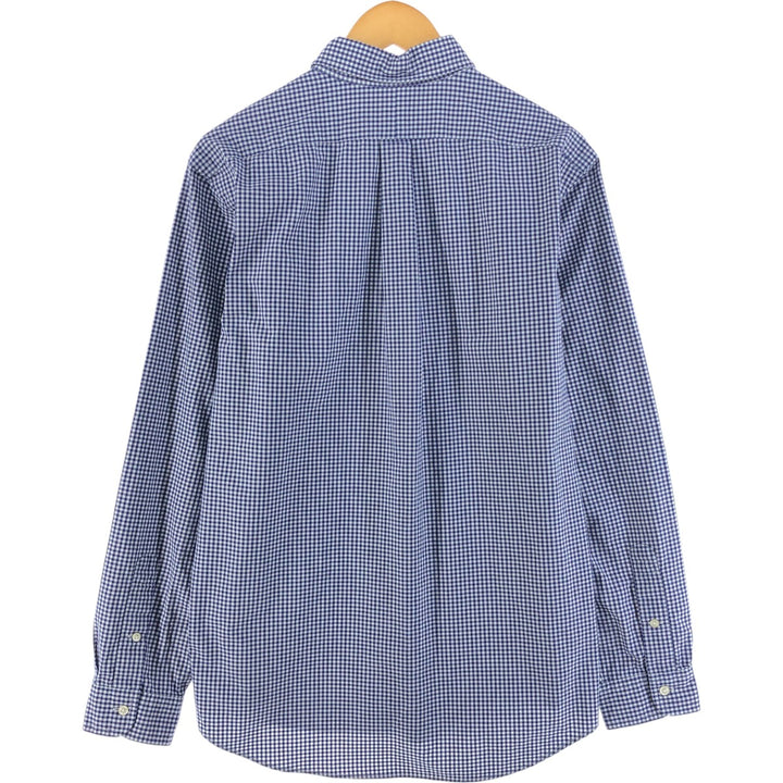 Ralph Lauren Gingham Check Long Sleeve Button-Down Check Shirt, Men's Size L cotton navy blue type Vintage Second Hand