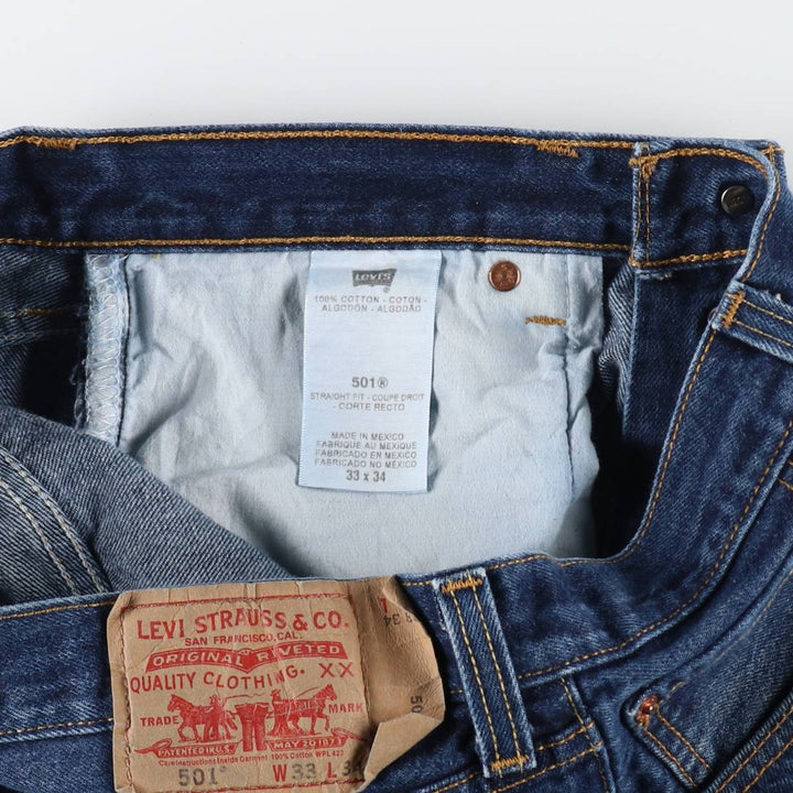 Levi's 501 straight denim pants for men, size W33 cotton blue type Vintage Second Hand