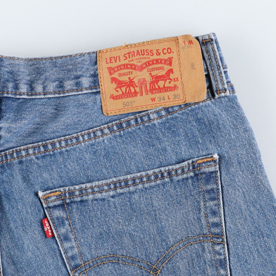 Levi's 501 straight denim pants for men, size W34 cotton blue type Vintage Second Hand