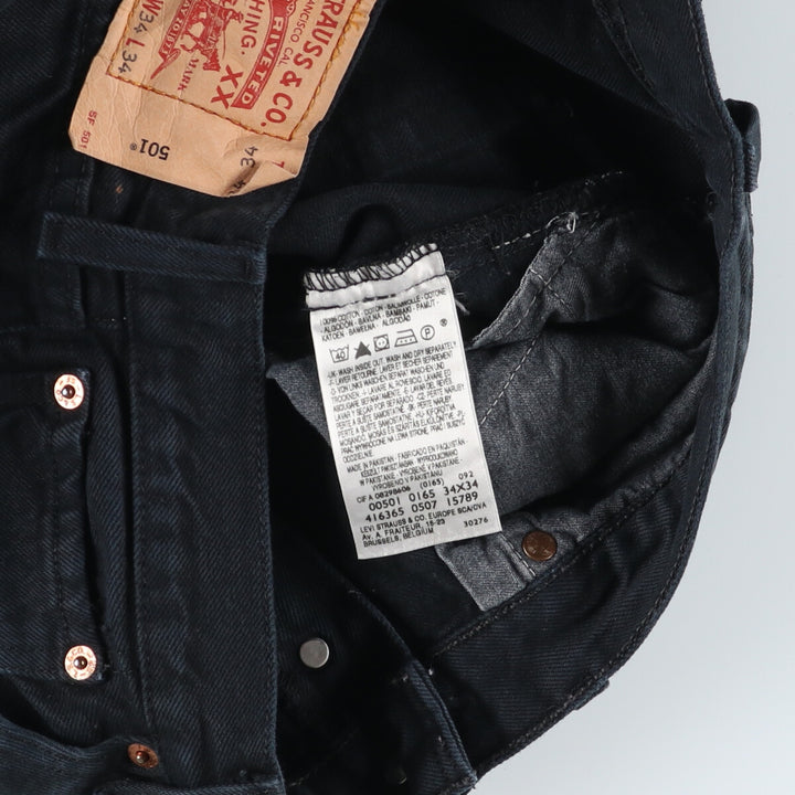 Levi's 501 Euro Model Black Denim Straight Denim Pants, Men's Size W33 cotton black type Vintage Second Hand