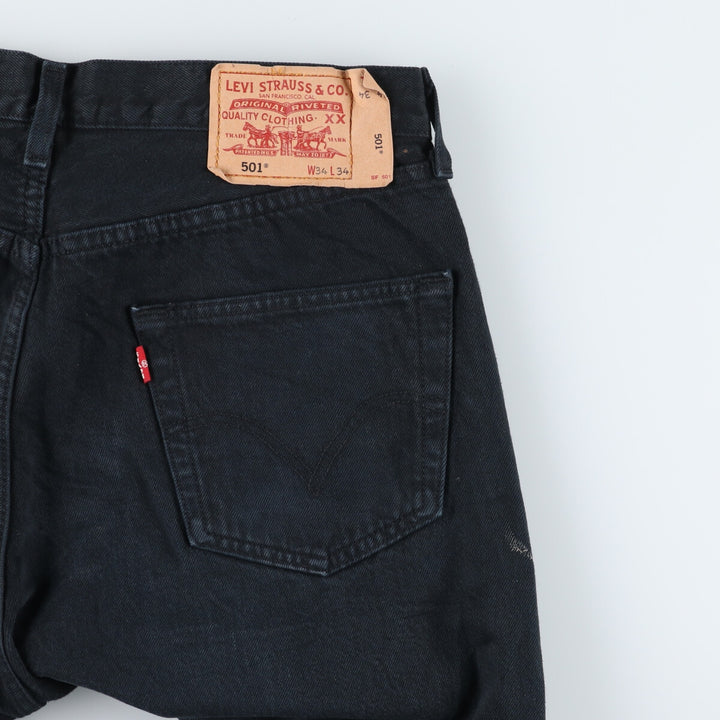 Levi's 501 Euro Model Black Denim Straight Denim Pants, Men's Size W33 cotton black type Vintage Second Hand
