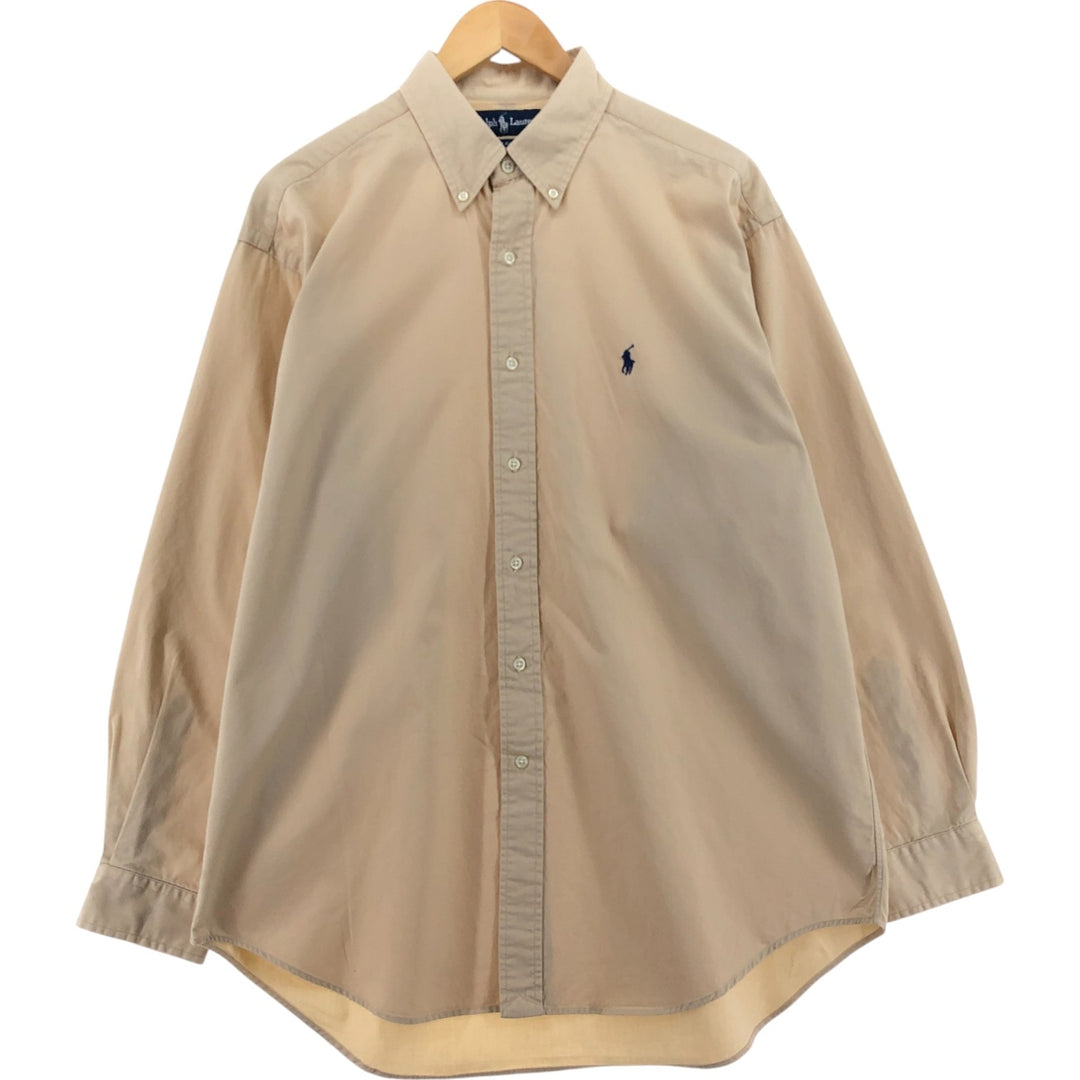 Ralph Lauren BLAKE long sleeve button down shirt, men's size L cotton Beige type Vintage Second Hand