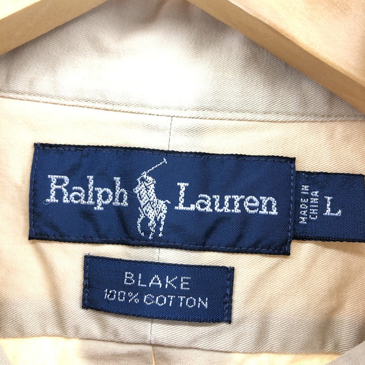 Ralph Lauren BLAKE long sleeve button down shirt, men's size L cotton Beige type Vintage Second Hand