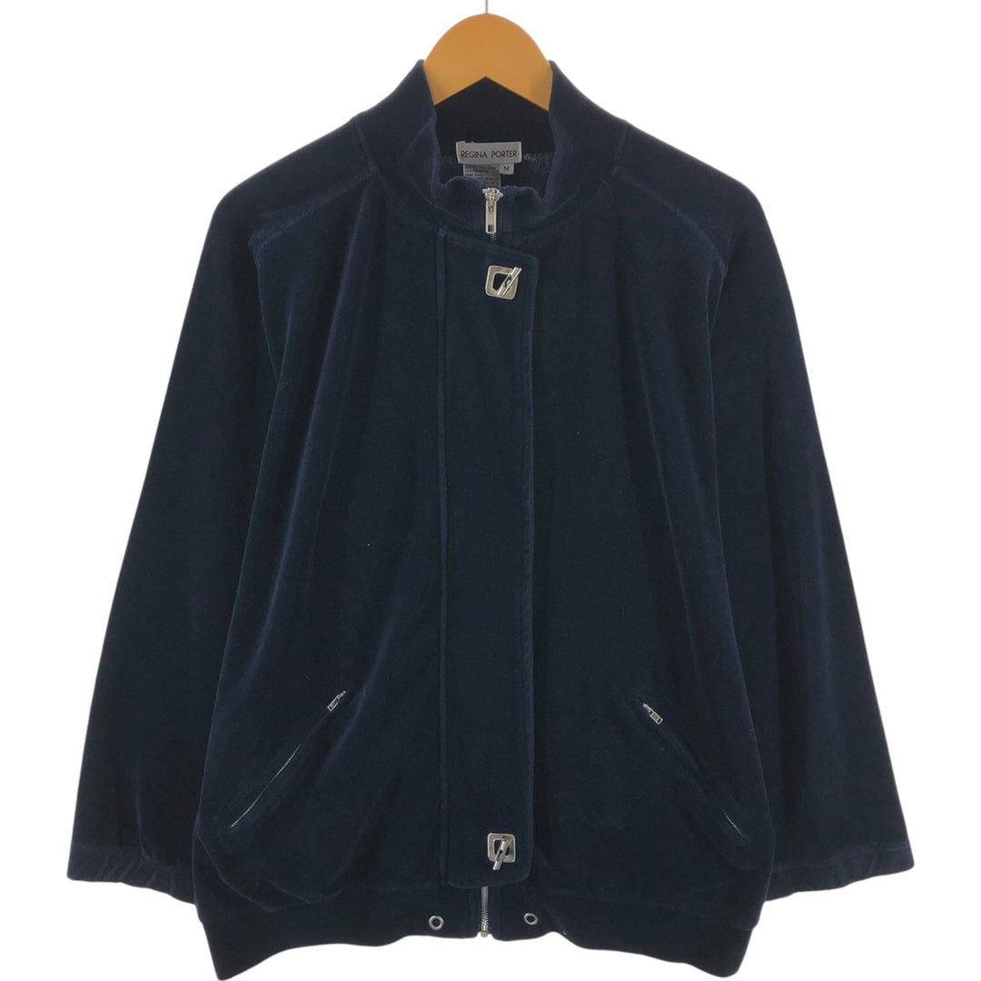 REGINA PORTER Velour Jacket, Women's Size M cotton navy blue type Vintage Second Hand