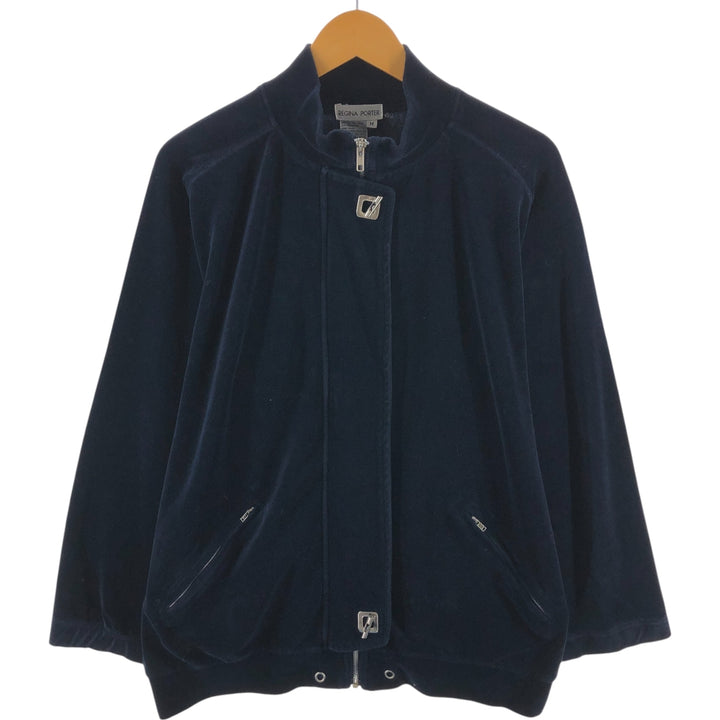 REGINA PORTER Velour Jacket, Women's Size M cotton navy blue type Vintage Second Hand