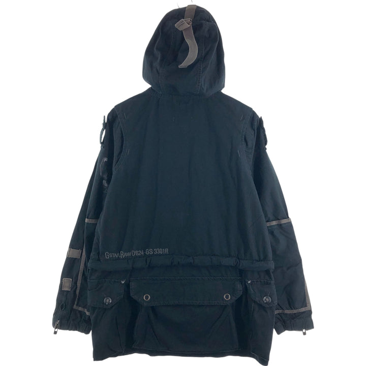 G-STAR RAW Multi-Pocket Hooded Military Jacket, Men's Size L cotton black type Vintage Second Hand