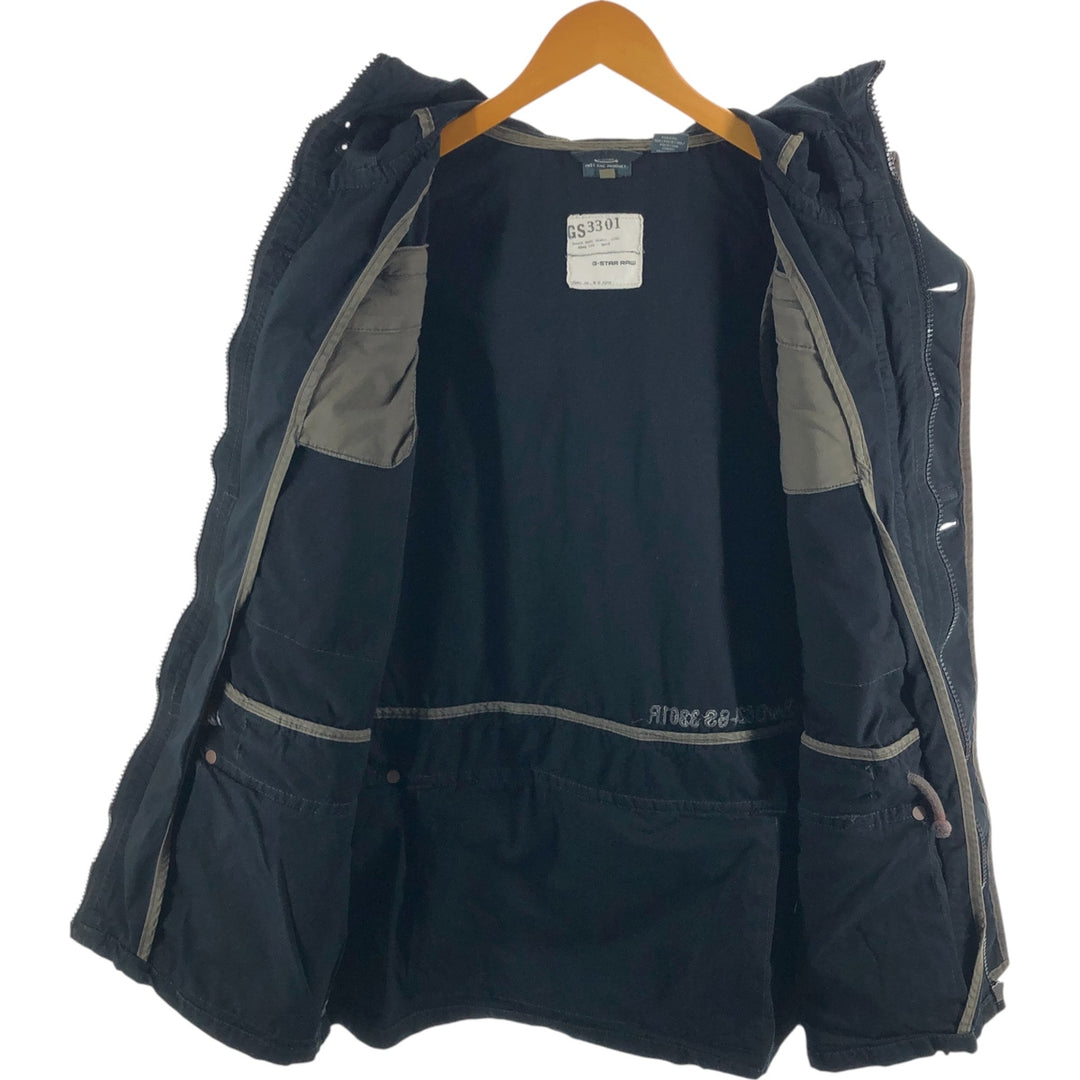 G-STAR RAW Multi-Pocket Hooded Military Jacket, Men's Size L cotton black type Vintage Second Hand