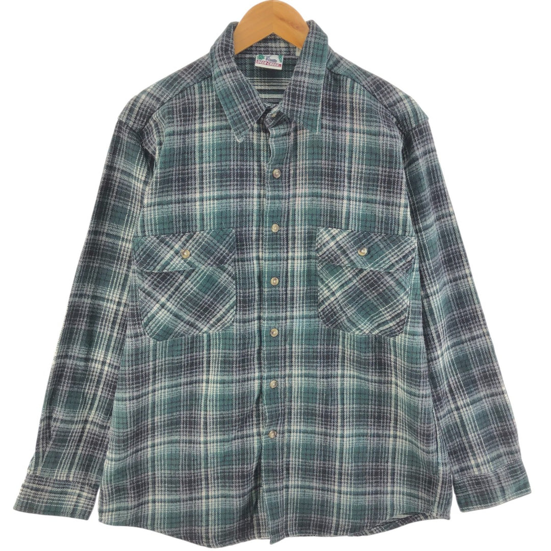 DEER CREEK Long Sleeve Flannel Check Shirt, Men's Size L cotton green type Vintage Second Hand