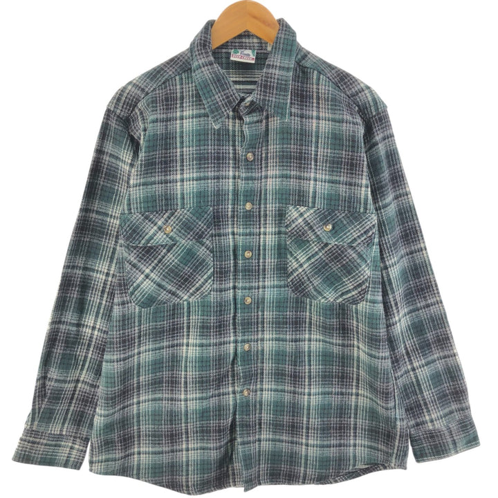 DEER CREEK Long Sleeve Flannel Check Shirt, Men's Size L cotton green type Vintage Second Hand