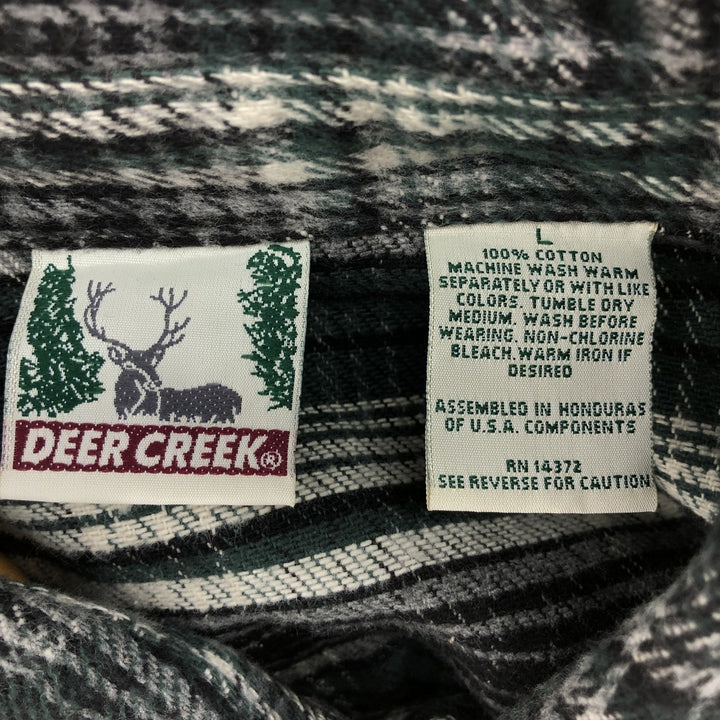 DEER CREEK Long Sleeve Flannel Check Shirt, Men's Size L cotton green type Vintage Second Hand