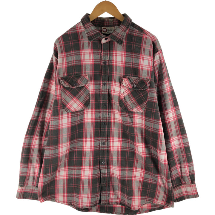 SPORTS AFIEID Long Sleeve Heavy Flannel Check Shirt, Men's Size XL cotton red type Vintage Second Hand