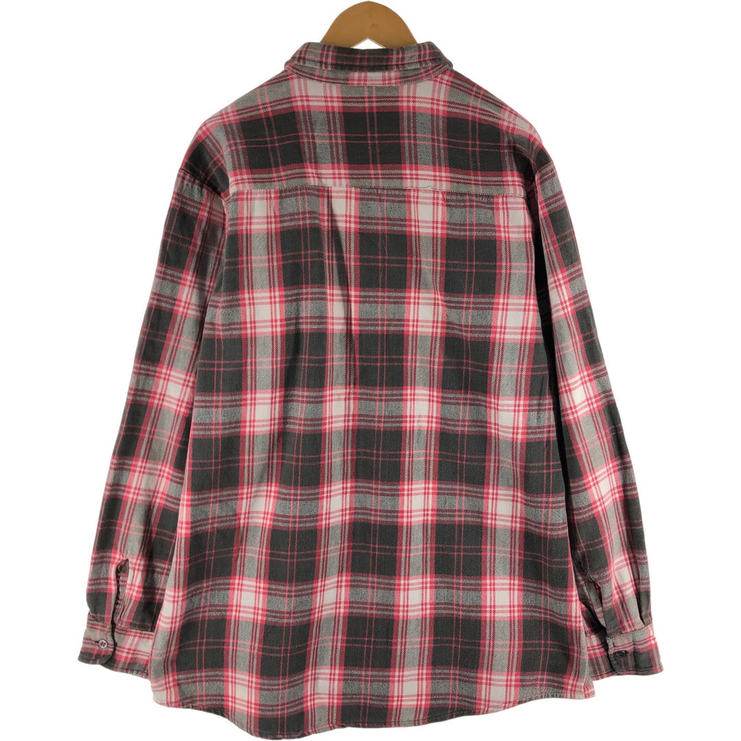 SPORTS AFIEID Long Sleeve Heavy Flannel Check Shirt, Men's Size XL cotton red type Vintage Second Hand