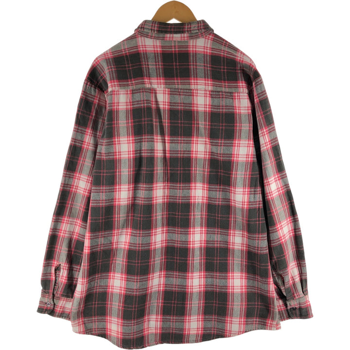 SPORTS AFIEID Long Sleeve Heavy Flannel Check Shirt, Men's Size XL cotton red type Vintage Second Hand