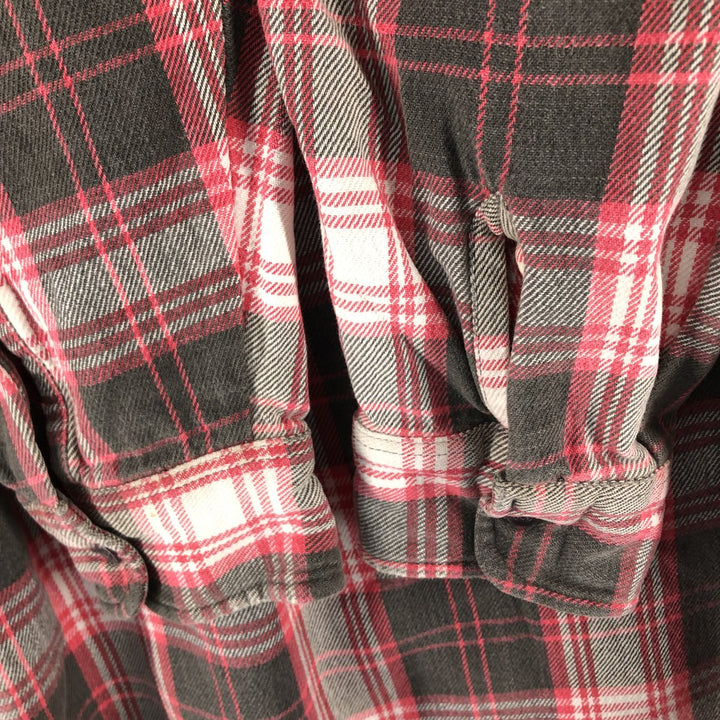 SPORTS AFIEID Long Sleeve Heavy Flannel Check Shirt, Men's Size XL cotton red type Vintage Second Hand