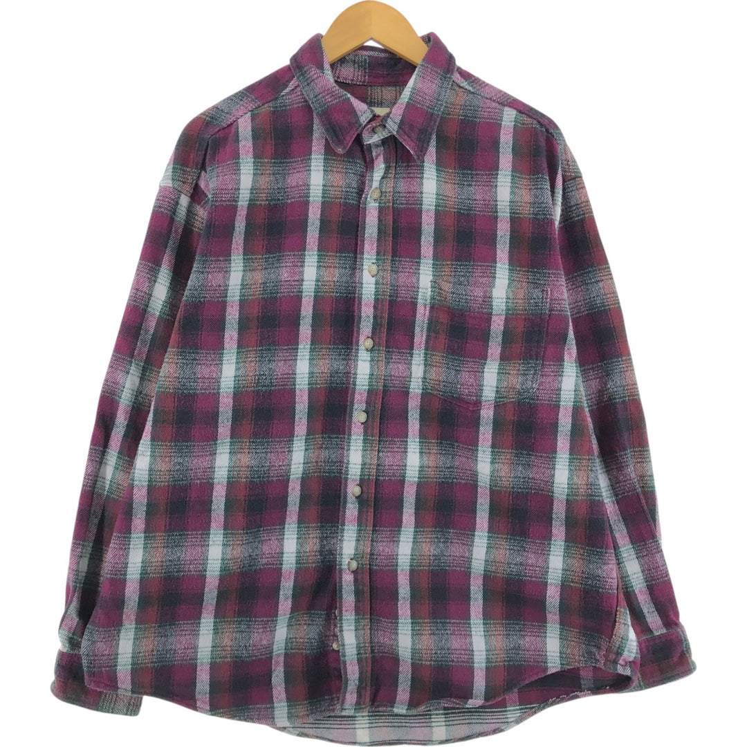 Eddie Bauer Men's Long Sleeve Heavy Flannel Check Shirt, Size XL cotton purple type Vintage Second Hand