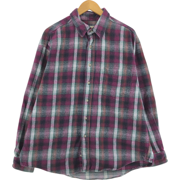 Eddie Bauer Men's Long Sleeve Heavy Flannel Check Shirt, Size XL cotton purple type Vintage Second Hand