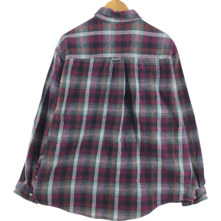 Eddie Bauer Men's Long Sleeve Heavy Flannel Check Shirt, Size XL cotton purple type Vintage Second Hand