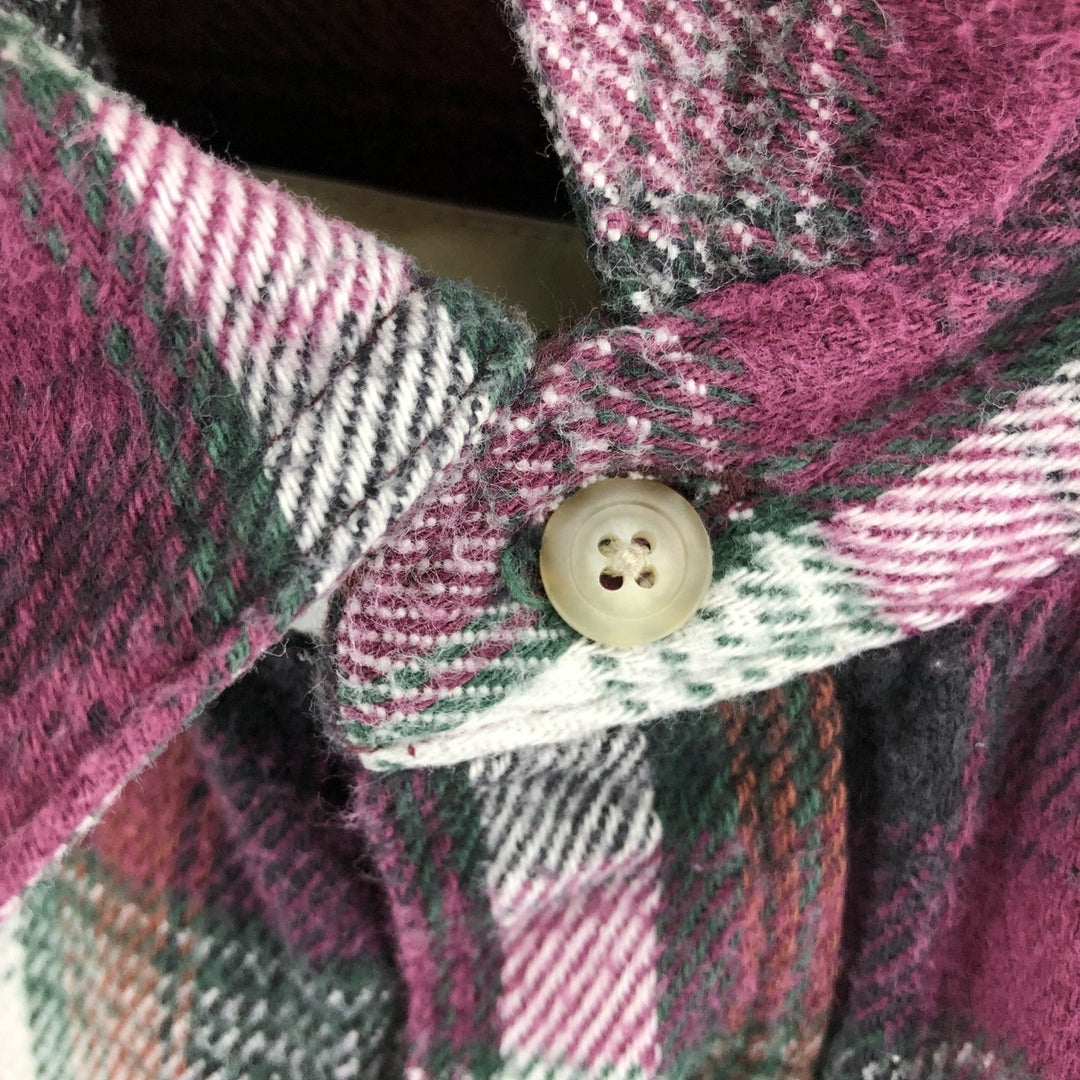 Eddie Bauer Men's Long Sleeve Heavy Flannel Check Shirt, Size XL cotton purple type Vintage Second Hand