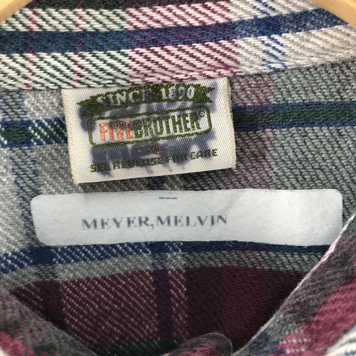 90'S Five Brother Long Sleeve Heavy Flannel Check Shirt Men's XL Vintage /eaa522076