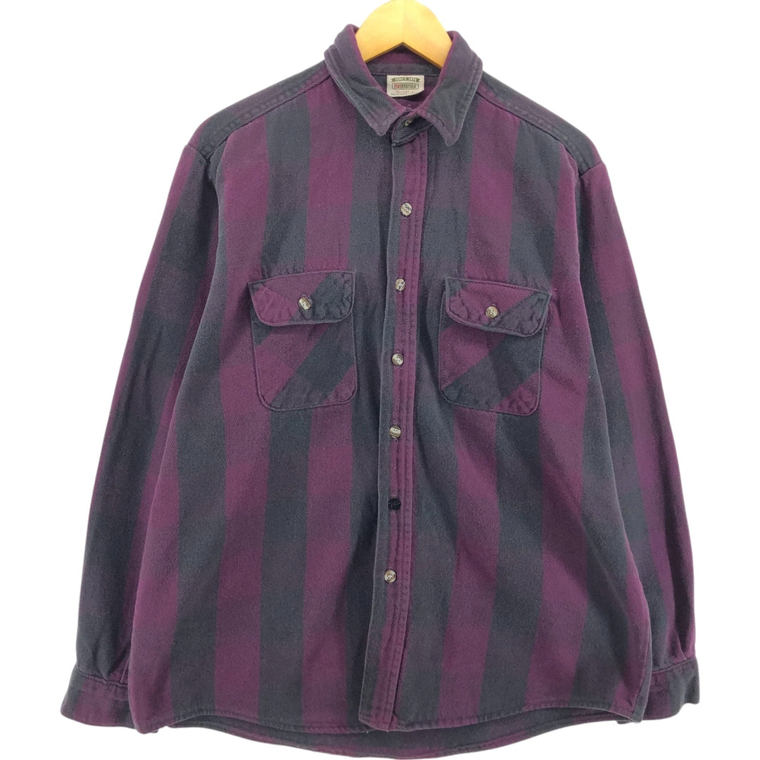 90'S Five Brother Stripe Pattern Long Sleeve Heavy Flannel Shirt Men's L Size Vintage /eaa522079