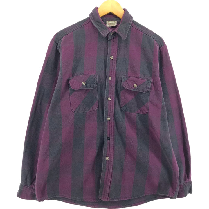 90'S Five Brother Stripe Pattern Long Sleeve Heavy Flannel Shirt Men's L Size Vintage /eaa522079