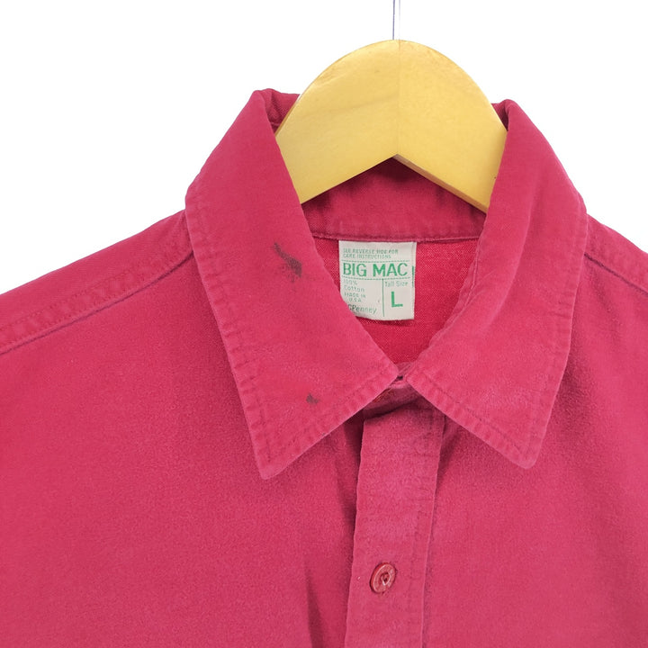 70'S BIG MAC Long Sleeve Light Flannel Shirt Made in USA Men's L Size Vintage cotton red type Vintage Second Hand