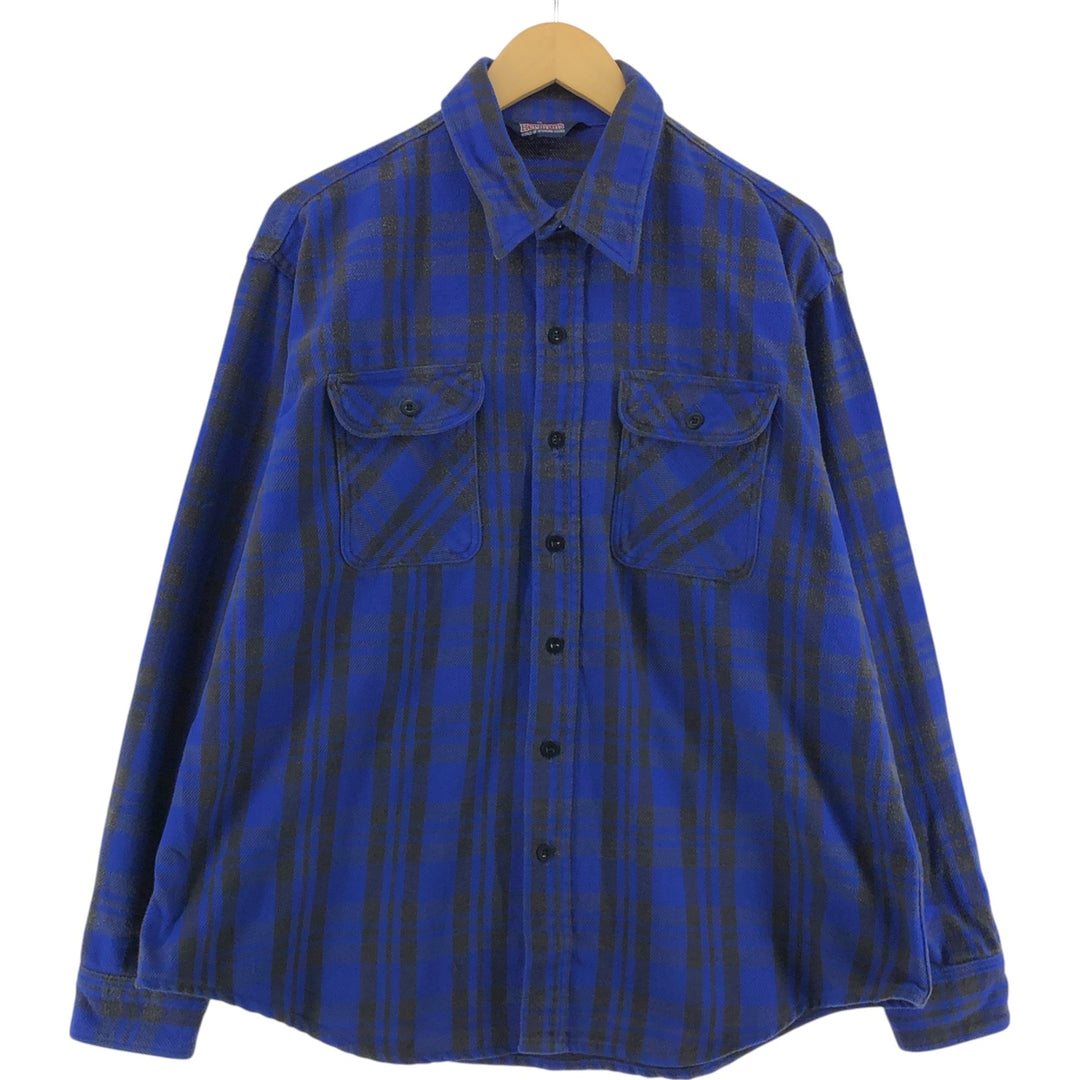90'S Herman's Long Sleeve Flannel Check Shirt, Men's Size XL, Vintage unclear blue type Vintage Second Hand