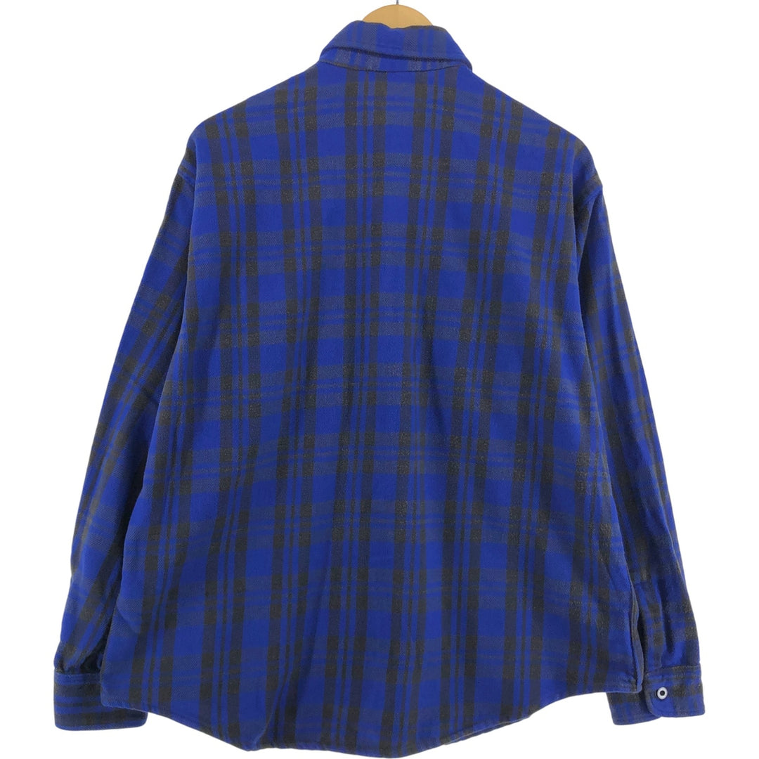90'S Herman's Long Sleeve Flannel Check Shirt, Men's Size XL, Vintage unclear blue type Vintage Second Hand