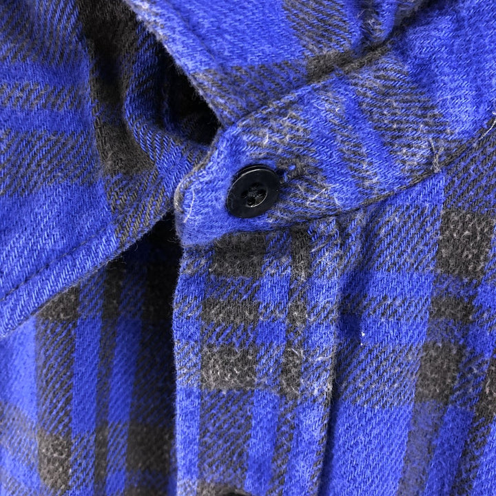 90'S Herman's Long Sleeve Flannel Check Shirt, Men's Size XL, Vintage unclear blue type Vintage Second Hand