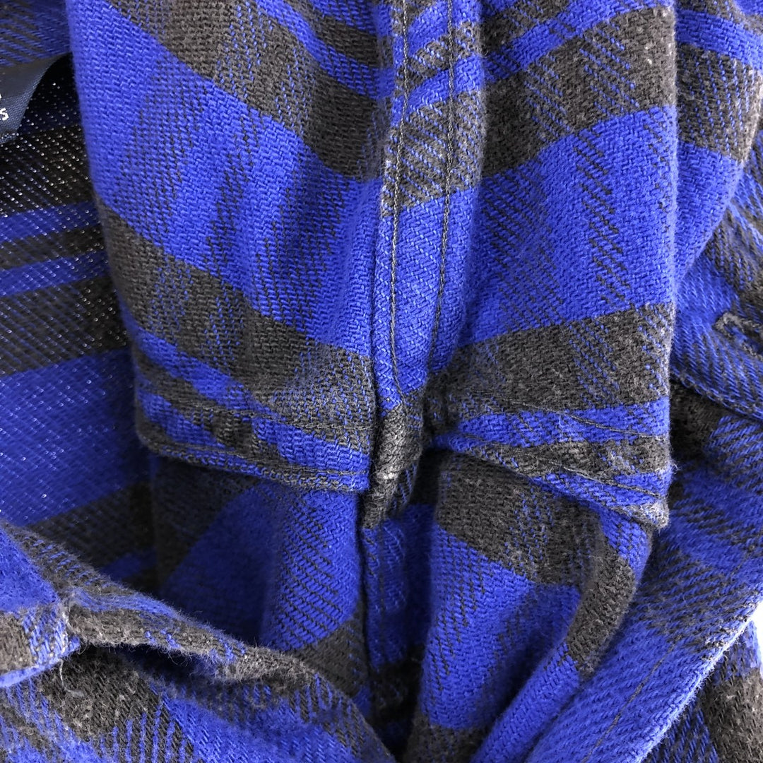 90'S Herman's Long Sleeve Flannel Check Shirt, Men's Size XL, Vintage unclear blue type Vintage Second Hand