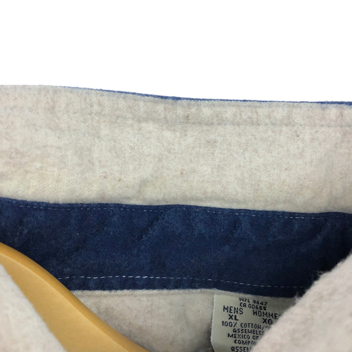 Eddie Bauer Striped Pattern Long Sleeve Chamois Cloth Shirt, Men's Size XL cotton blue type Vintage Second Hand