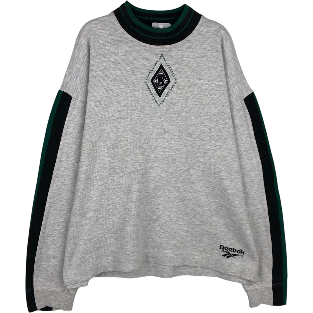 90'S Reebok Mock Neck Sweatshirt, Men's Size L, Vintage cotton gray type Vintage Second Hand