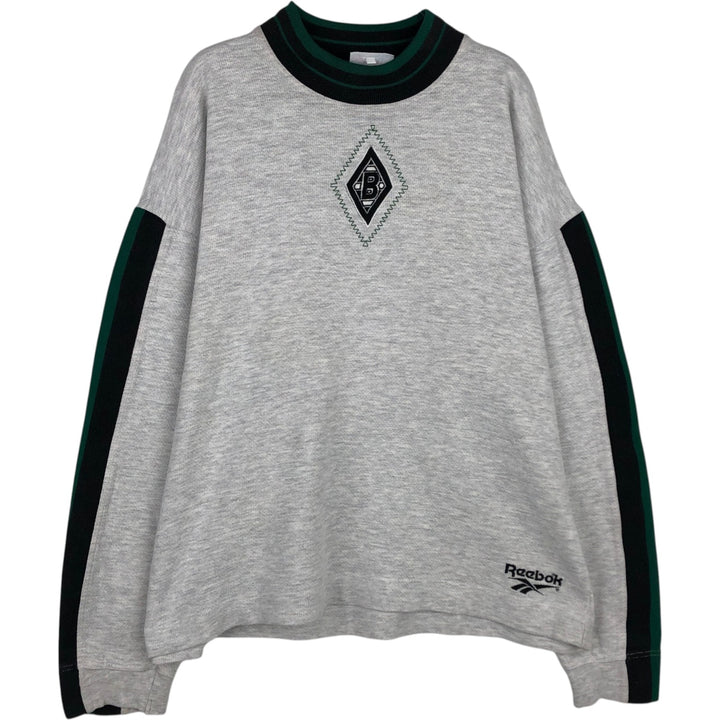 90'S Reebok Mock Neck Sweatshirt, Men's Size L, Vintage cotton gray type Vintage Second Hand