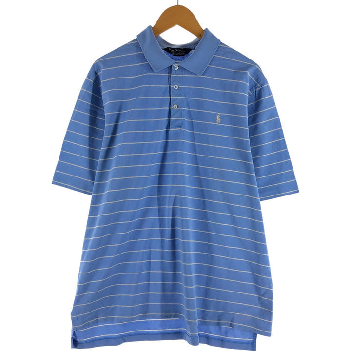 Ralph Lauren POLO GOLF Short Sleeve Striped Polo Shirt Men's XL Pima Cotton Blue type light blue Vintage Second Hand
