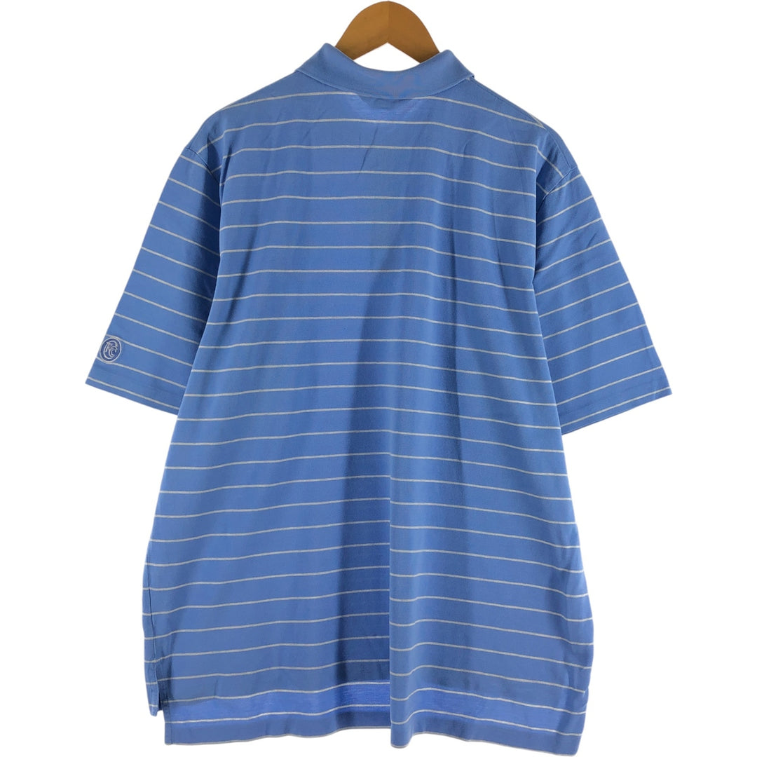 Ralph Lauren POLO GOLF Short Sleeve Striped Polo Shirt Men's XL Pima Cotton Blue type light blue Vintage Second Hand