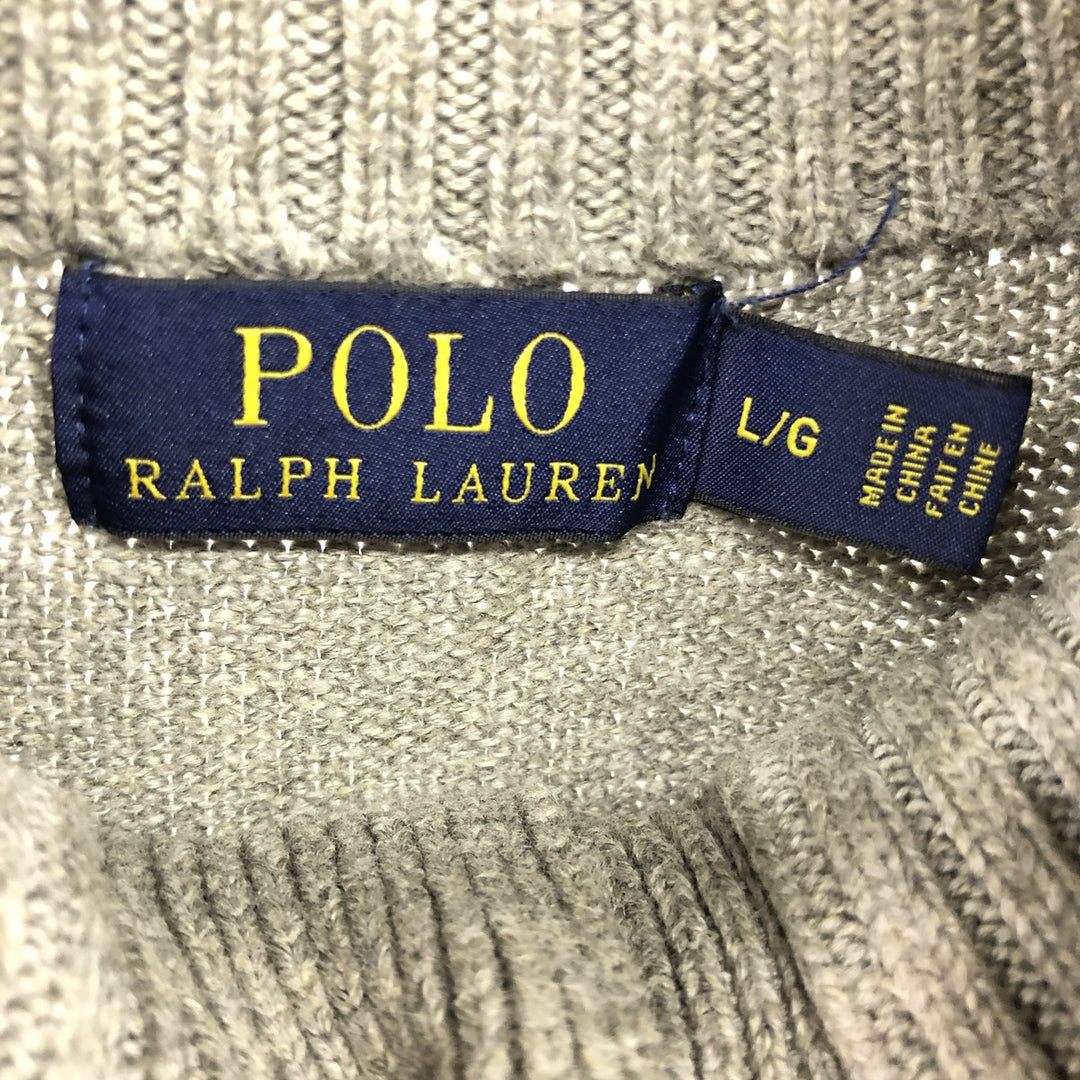 Ralph Lauren POLO RALPH LAUREN Cotton Knit Half-Button Sweater, Men's Size L cotton gray type Vintage Second Hand