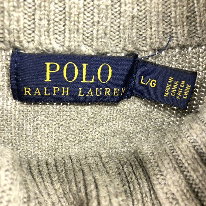 Ralph Lauren POLO RALPH LAUREN Cotton Knit Half-Button Sweater, Men's Size L cotton gray type Vintage Second Hand
