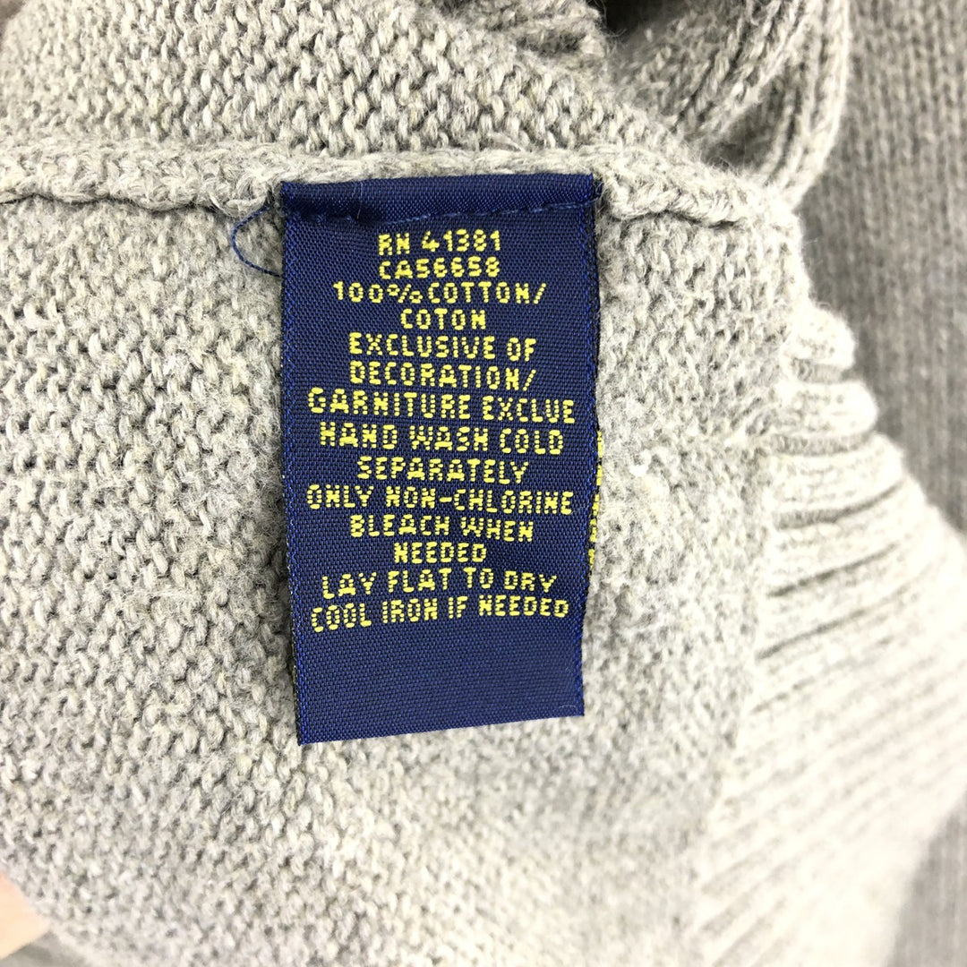 Ralph Lauren POLO RALPH LAUREN Cotton Knit Half-Button Sweater, Men's Size L cotton gray type Vintage Second Hand