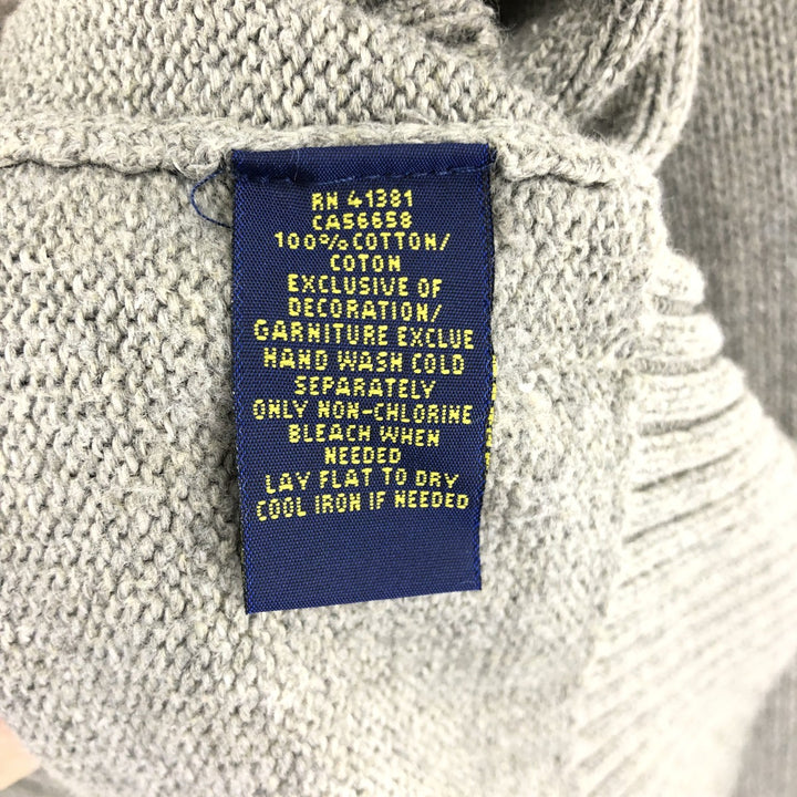 Ralph Lauren POLO RALPH LAUREN Cotton Knit Half-Button Sweater, Men's Size L cotton gray type Vintage Second Hand