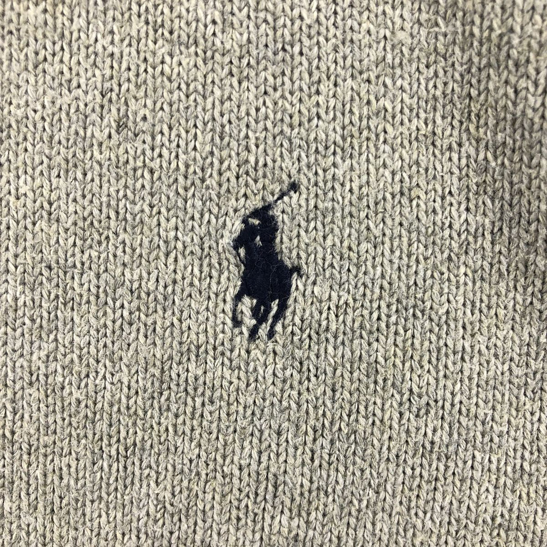 Ralph Lauren POLO RALPH LAUREN Cotton Knit Half-Button Sweater, Men's Size L cotton gray type Vintage Second Hand