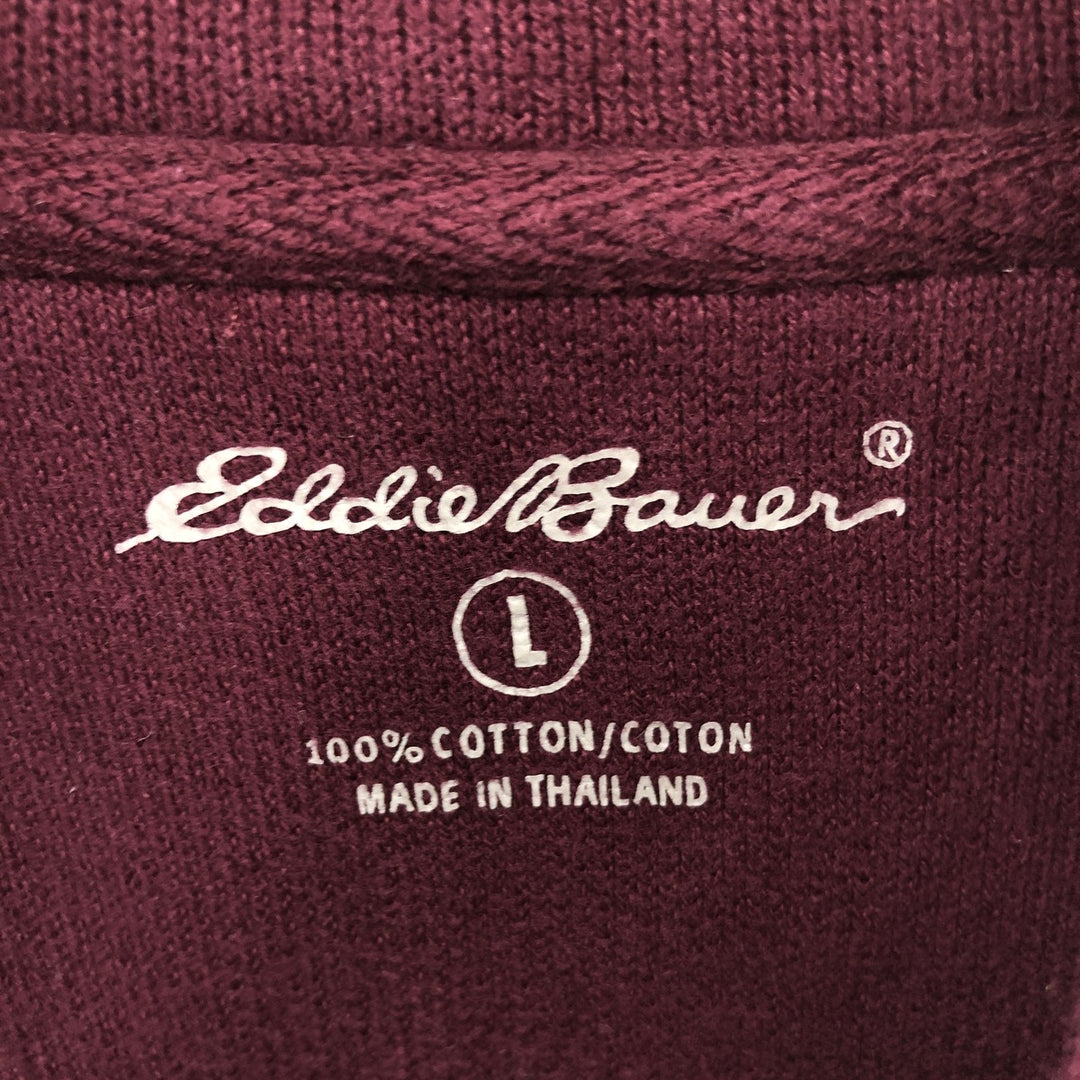 Eddie Bauer Half-Button Sweatshirt, Men's Size L cotton wine-red Vintage Second Hand
