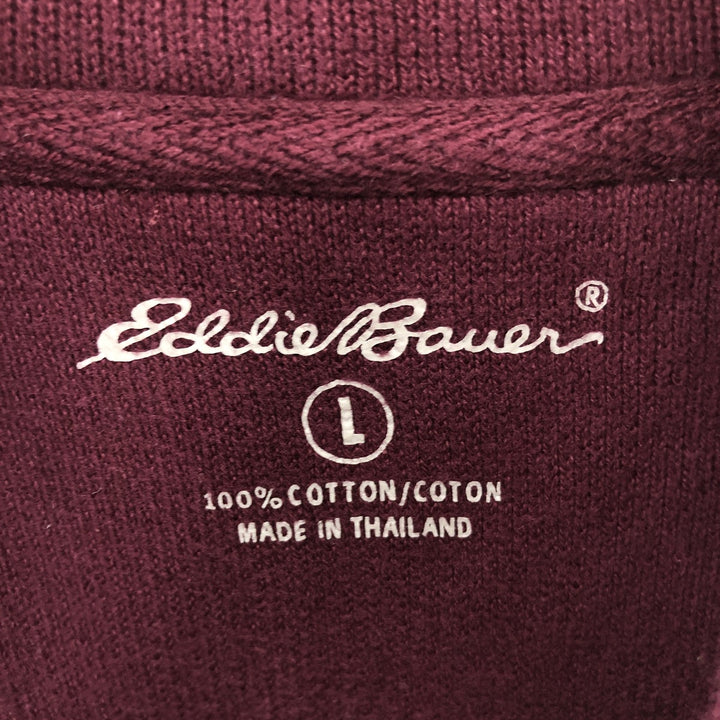 Eddie Bauer Half-Button Sweatshirt, Men's Size L cotton wine-red Vintage Second Hand