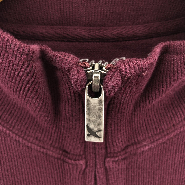 Eddie Bauer Half-Button Sweatshirt, Men's Size L cotton wine-red Vintage Second Hand