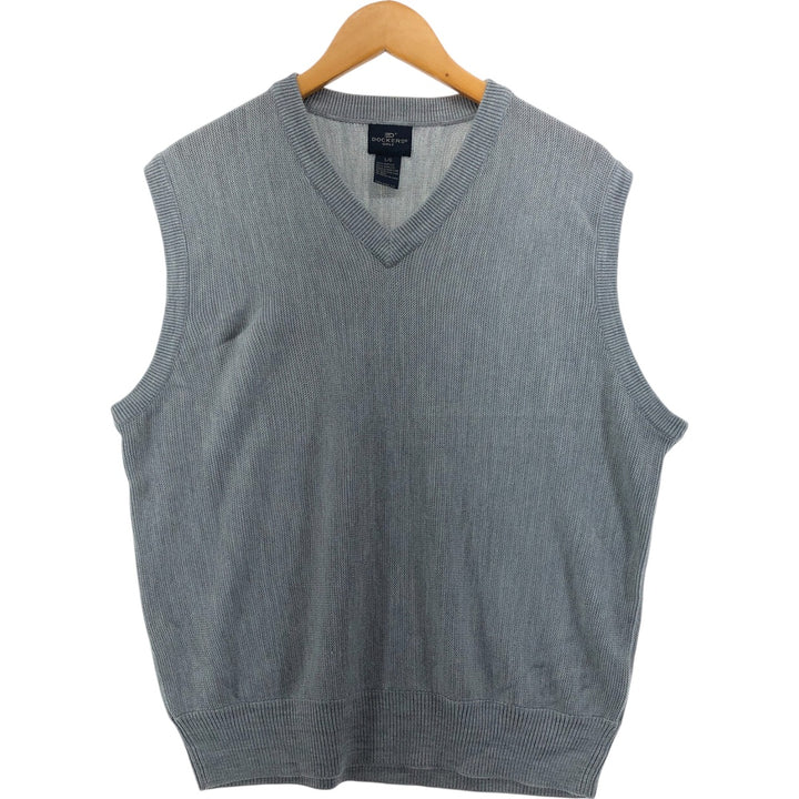 Dockers Golf V-neck acrylic knit vest, size L for men acrylic gray type Vintage Second Hand