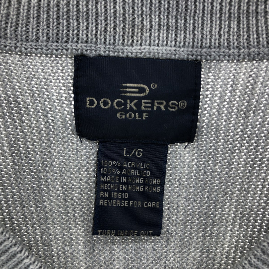 Dockers Golf V-neck acrylic knit vest, size L for men acrylic gray type Vintage Second Hand
