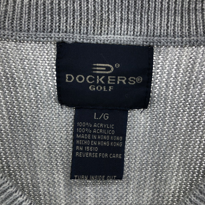Dockers Golf V-neck acrylic knit vest, size L for men acrylic gray type Vintage Second Hand